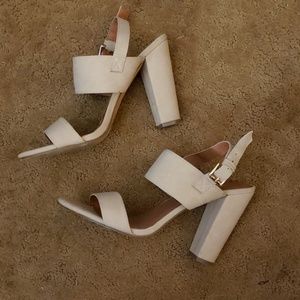 Beige wide strap heels